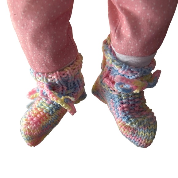 Infants - Handmade Knitted Bootie Socks - 4”x3” - Pink Shades - Set of 3 - Picture 5 of 7